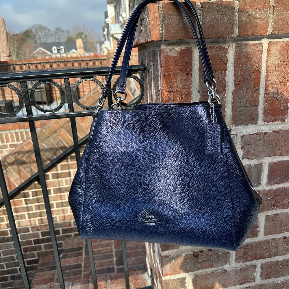 Coach Iridescent Midnight Blue Leather Shoulder Bag NWOT-never carried pristine